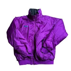 COLUMBIA SPORTSWEAR VINTAGE PURPLE REVERSIBLE BLACK JACKET L LARGE 90s RADIAL